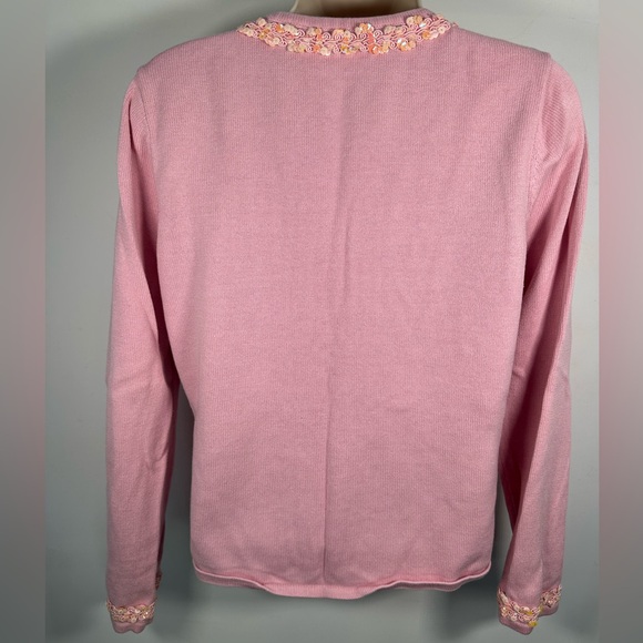 Liz Claiborne pink sequin women’s cardigan size medium - Picture 4 of 7